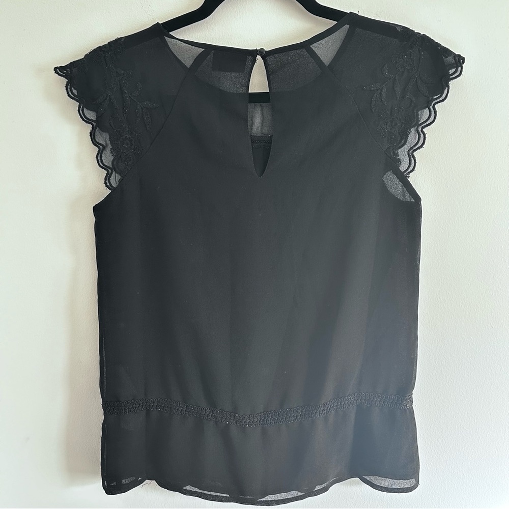 Vero Moda Embroidered Cap Sleeve Blouse Black Size Small - Picture 4 of 14